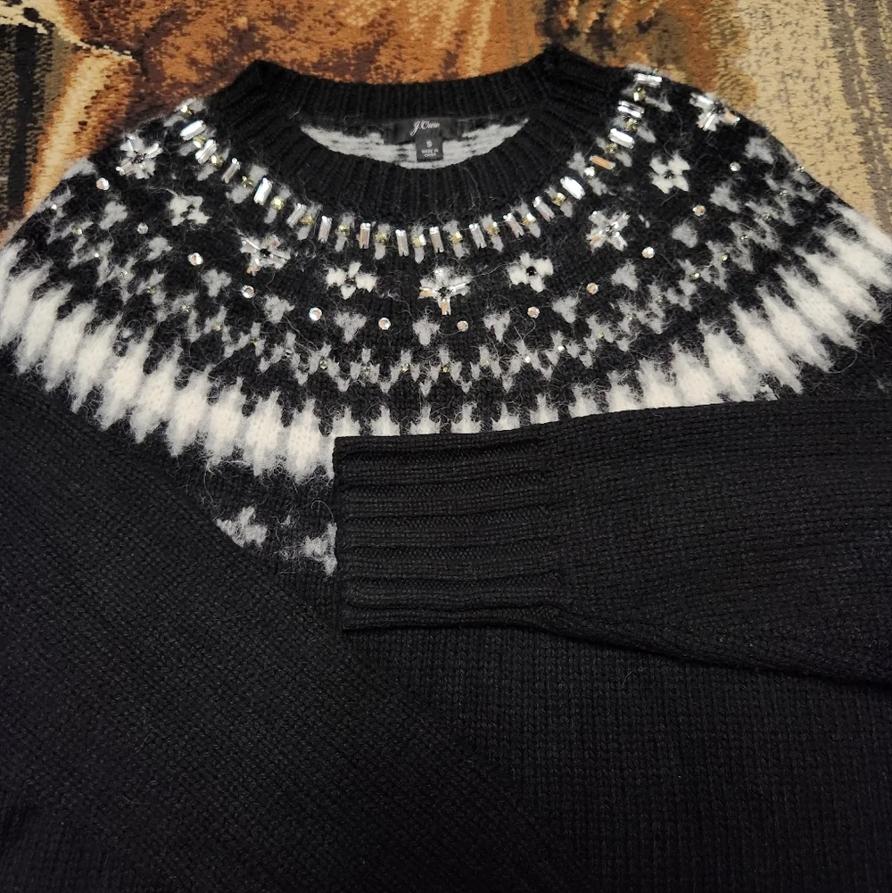 J. Crew Black and White Patterned Sweater - Picture 2 of 10
